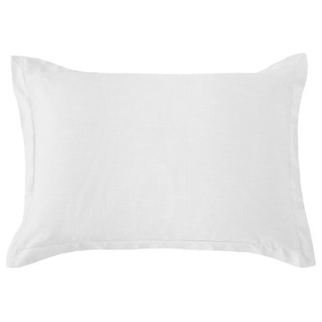 Hera Washed Linen Tailored Dutch Euro Pillow, 27"x39", White, 1 Piece