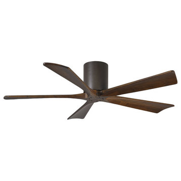IreneH 5-Blade Hugger Paddle Fan With Walnut Tone Blades, Bronze Finish, 52"