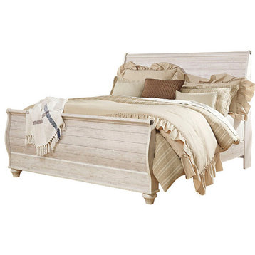 Willowton King Sleigh Bed, White Wash