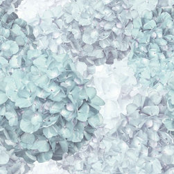 Hydrangea Wallpaper in Teal by Brett Design - Wallpaper