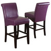 Milan Faux Leather Counter Stools, Set of 2, Boysenberry