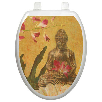 Serenity Toilet Tattoos Seat Cover, Vinyl Lid Decal, Bathroom Accent, Elongated