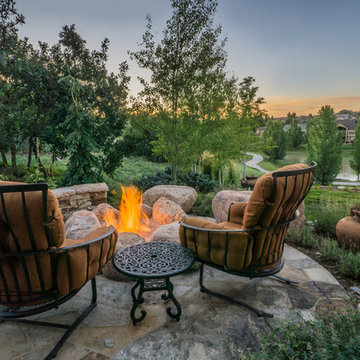 Hillside Garden Landscape with Water Features and Beautiful Plantings