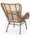 Crystal Outdoor Wicker Club Chairs With Cushions, Set of 2, Light Brown/Black/Be