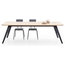 Fold Rectangular Natural Wood Dining Table With Metal Base, Black, Small