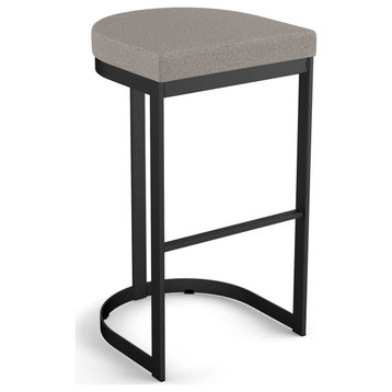 Amisco Lester Stool, Gray and Beige Polyurethane/Black Metal, Bar Height