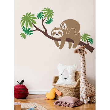 Sloths On A Tree Branch Wall Decal, Scheme B
