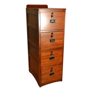 Mission Solid Oak 4-Drawer File Cabinet With Locks and Keys - Craftsman - Filing  Cabinets - by Crafters and Weavers | Houzz