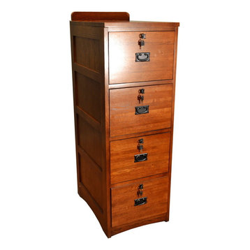 Mission Solid Oak 4-Drawer File Cabinet With Locks and Keys