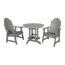 Highwood USA - Hamilton 3-Piece Round Dining Set, Coastal Teak - Outdoor Dining Sets