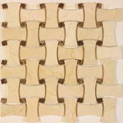 Bestview Stone Mosaic Bone Basketweave Polished Cream Marfil 203026 - Tile