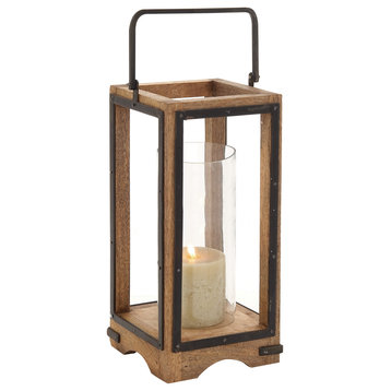 Traditional Brown Mango Wood Candle Lantern 23853