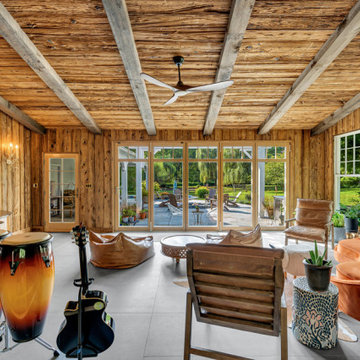 A NJ Sunroom: Harmonious Blending of Inside to Out with Wood Framed Patio Doors