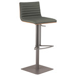 Armen Living - Cafe Adjustable PU Bar Stool With Walnut Back, Seat: Gray, Base: Gray Metal - Modernize your countertop seating with the sleek style of the Cafe Adjustable PU Bar Stool. Putting an emphasis on modern design and casual comfort, this swivel stool strikes a balance between aesthetically pleasing and highly functional. Swivel your way into your best friend's heart by offering them the best seat at your in-home bar with this fashion-forward design from Armen Living.