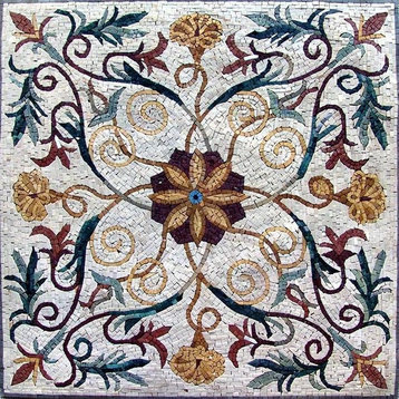 Vine and Flower Mosaic, Saniya, 24"x24"
