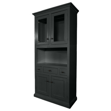 Modern Dining Hutch and buffet, Antique Black