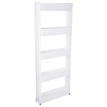 Slim Slide Out Storage Tower with Wheels by Lavish Home, 5-Tier