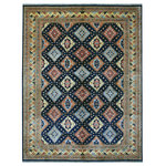 Shahbanu Rugs - Blue Afghan Ersari Geometric Design Handknotted Wool Oriental Rug, 10'1"x13'3" - This fabulous Hand-Knotted carpet has been created and designed for extra strength and durability. This rug has been handcrafted for weeks in the traditional method that is used to make Rugs. This is truly a one-of-kind piece.