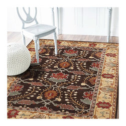 Arts & Crafts Brown Beige wool Rug - Area Rugs