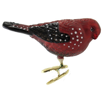 Old World Christmas Strawberry Finch Clip-On Colorful Plumage