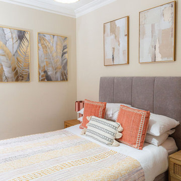 Contemporary Guest Bedroom with Warm, Natural Elements