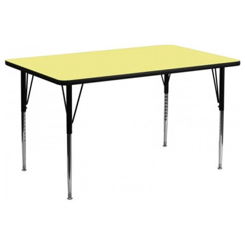 30''Wx72''L Yellow Thermal Laminate Activity Table-Standard Height Adj. Legs