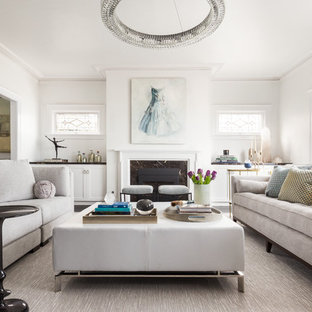 75 Beautiful Turquoise Living Room With A Wood Fireplace Surround