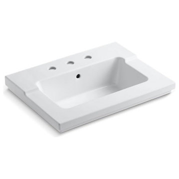 Kohler Tresham Vanity-Top Bathroom Sink with 8" Widespread Faucet Holes, White