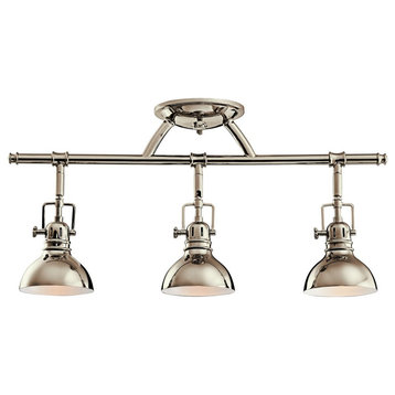 3 light Fixed Rail - Vintage Industrial inspirations - 11.25 inches tall by 5.5