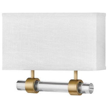 Hinkley Luster Off White 41604Hb Two Light Sconce, Heritage Brass
