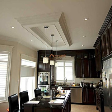 Coffered Ceiling With Molding in Dining Room in a House Vaughan
