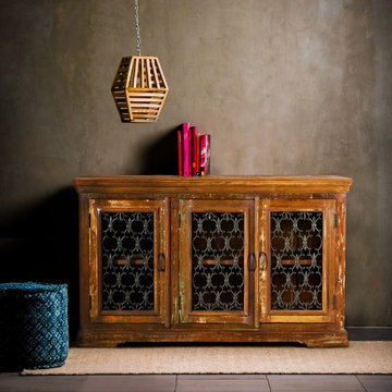 Wooden 3 Door Sideboard With Wax Finish