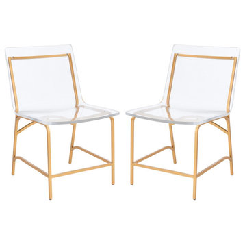 Safavieh Couture Bryant Acrylic Dining Chair, Clear/Gold