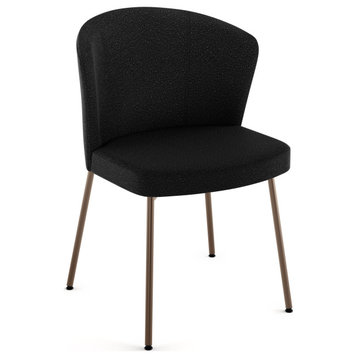 Amisco Camilla Dining Chair, Charcoal Grey Boucle Polyester / Bronze Metal