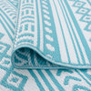 Anubis Contemporary Stripe Aqua/White Rectangle Indoor/Outdoor Area Rug, 8'x10'