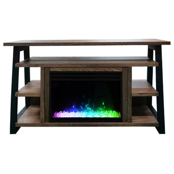 32" Sawyer Electric Fireplace Mantel With Crystal Display and Flames, Walnut