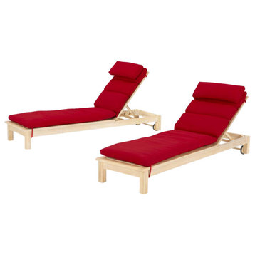 Kooper Sunbrella Outdoor Patio Chaise Lounges, Sunset Red