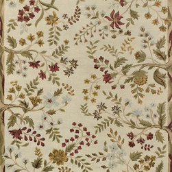 Eden Summer Vines Ivory-Ruby Contemporary Rug - Area Rugs