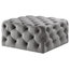 Lewis Square Cocktail Ottoman, Allover Tufted, Castered Legs, Velvet, Gray