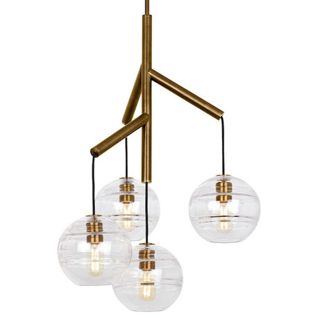 Tech Lighting Sedona 4-LT Chandelier, Clear/Brass LED - 700SDNMPR1CR-LED927