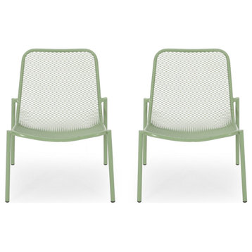 Mayfield Outdoor Modern Dining Chair, Set of 2, Matte Green