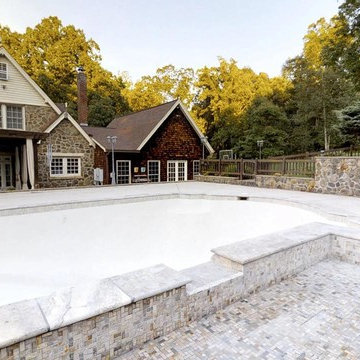 Silver Travertine Pool Coping, Tile and Spa Remodel
