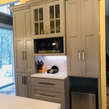 Narrow Pantry Cabinetry with Microwave