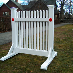 Stained Wood with reflectors and wheels - Home Fencing And Gates