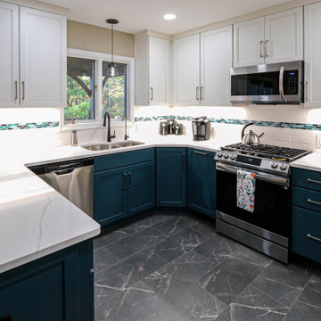 Two-Tone Green and White Kitchen
