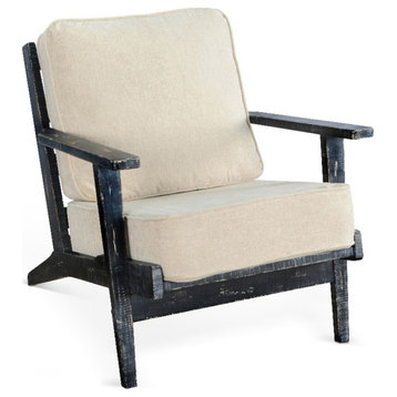 Sunny Designs Marina Mid-Century Mahogany Accent Chair with Cushion - Black Sand