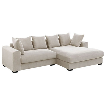 3 - Piece Upholstered Corduroy Sectional Sofa With Chaise-Beige