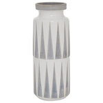 The Novogratz - Traditional White Ceramic Vase 32750 - Use as a flower holder on your coffee, console, and kitchen tables, or as a decorative piece on a book shelf or office shelf. Designed with felt or rubber stoppers at the base that prevent scratching furniture and table tops, as well as sliding around. This item ships in 1 carton. Suitable for indoor use only. This item ships fully assembled in one piece. This is a single white colored vase. Traditional style. Vase has a 4 in mouth opening.