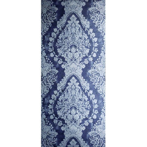 Portofino Wallpaper Onyx Blue Silver Metallic Textured Flocking Damask Velvet 3D 