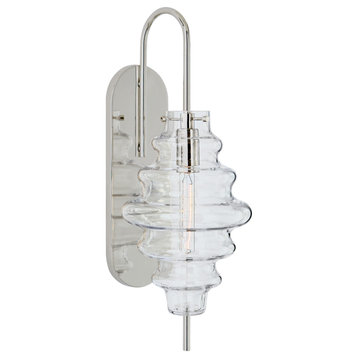Tableau Wall Sconce, 1-Light, Polished Nickel, Clear Glass, 17.5"H